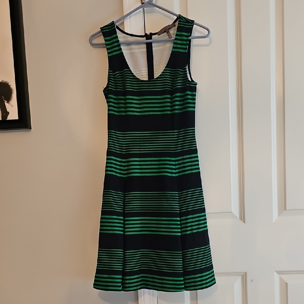 Green and Black Striped Dress